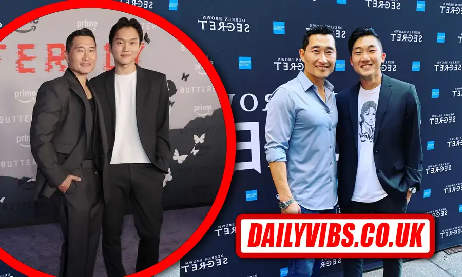 Zander Kim smiling on set with his father Daniel Dae Kim during a Lexus commercial shoot